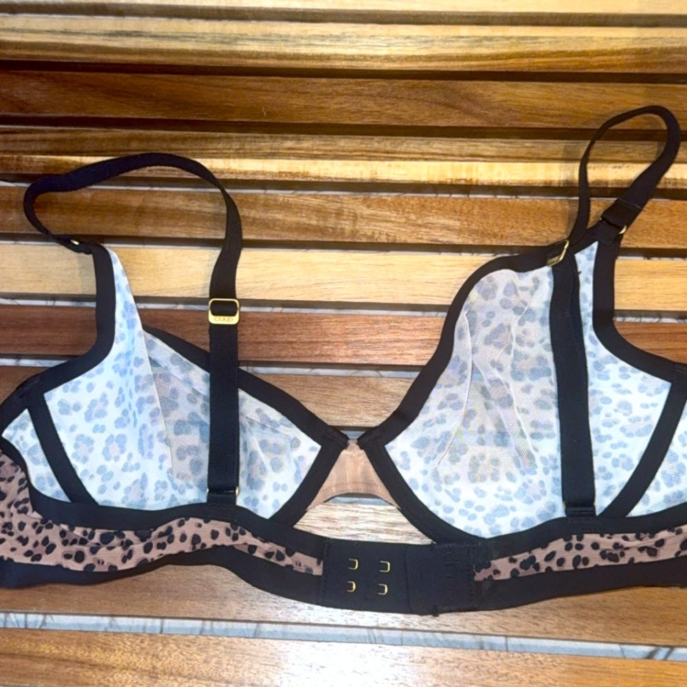 CUUP The Plunge Mesh Underwire Sheer Cheetah Animal Leopard Print UW Bra 38A - Picture 9 of 14